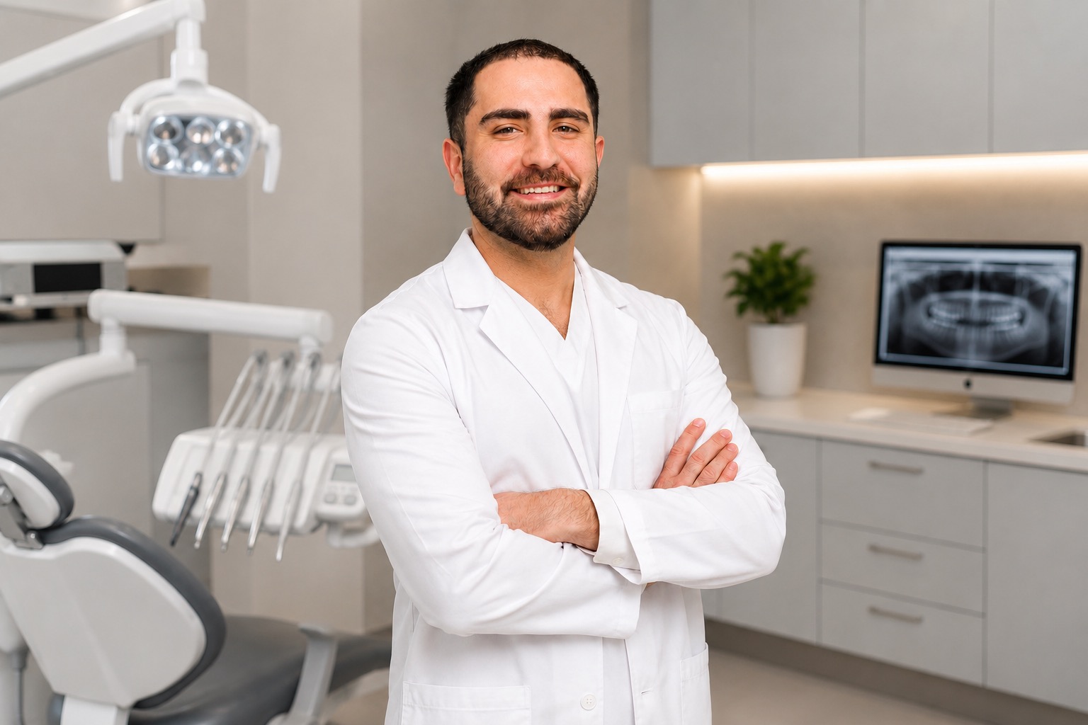 Dental treatment room with a panoramic X-ray on screen, Dental Spot in Farmington Hills